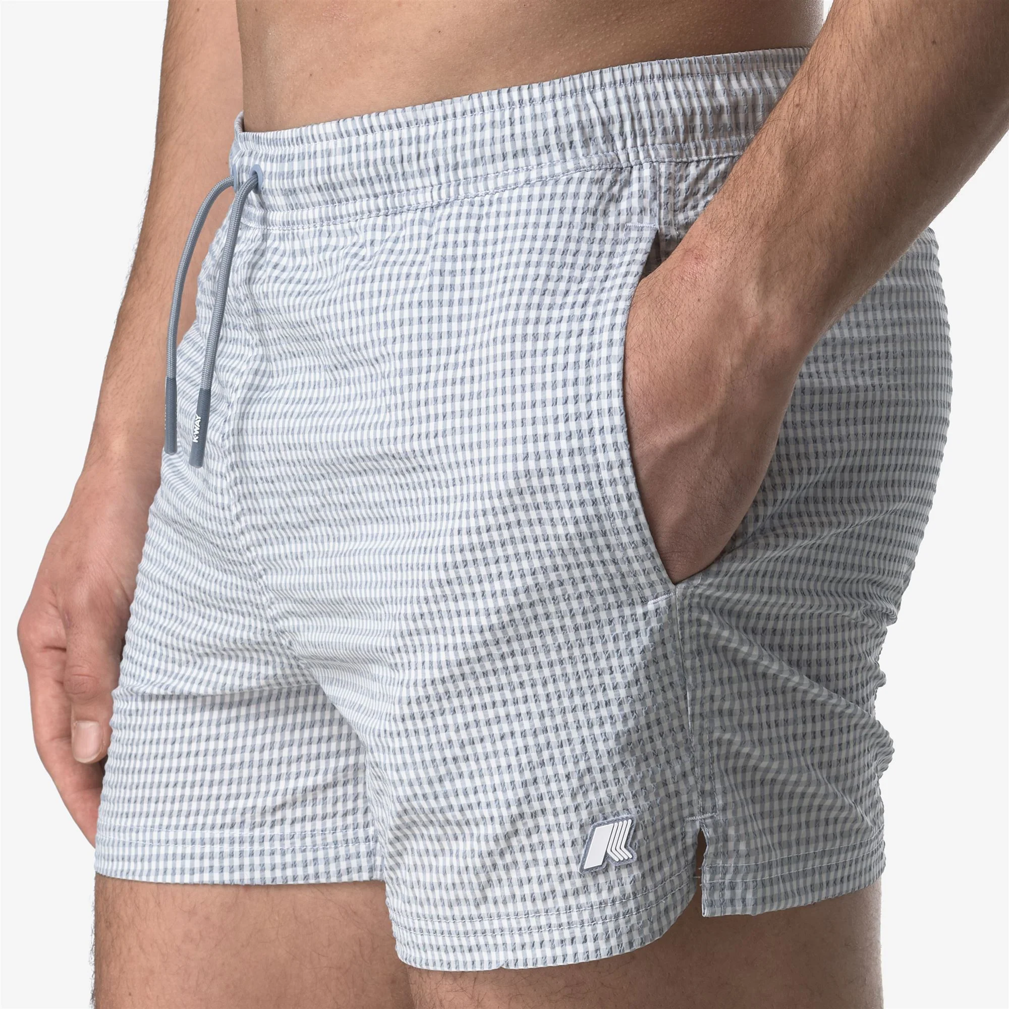 HAZEL CHECK BEACH - Bathing Suits - Swimming Trunks - Man - WHITE-GREY MD