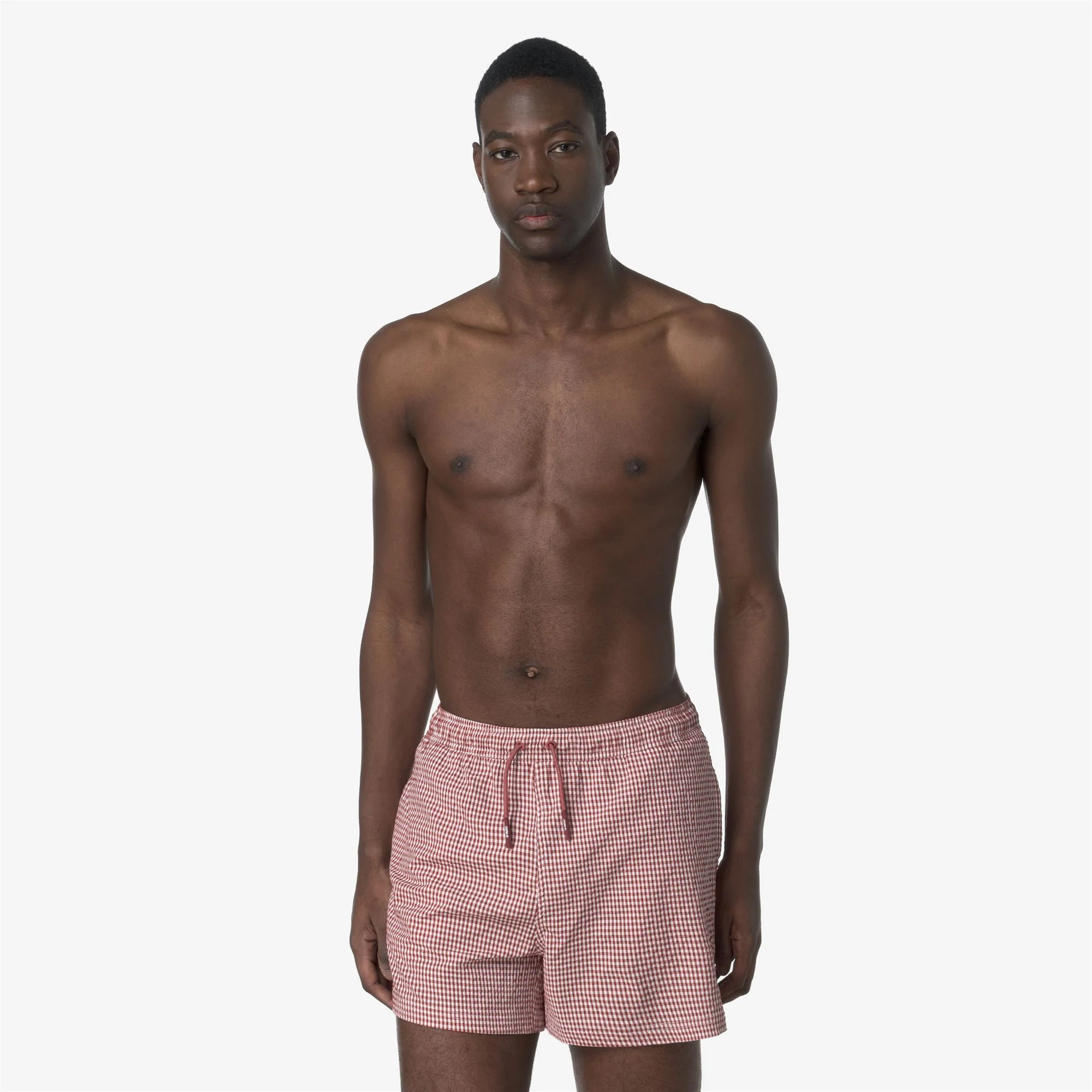 HAZEL CHECK BEACH - Bathing Suits - Swimming Trunks - Man - WHITE-RED BROWNISH