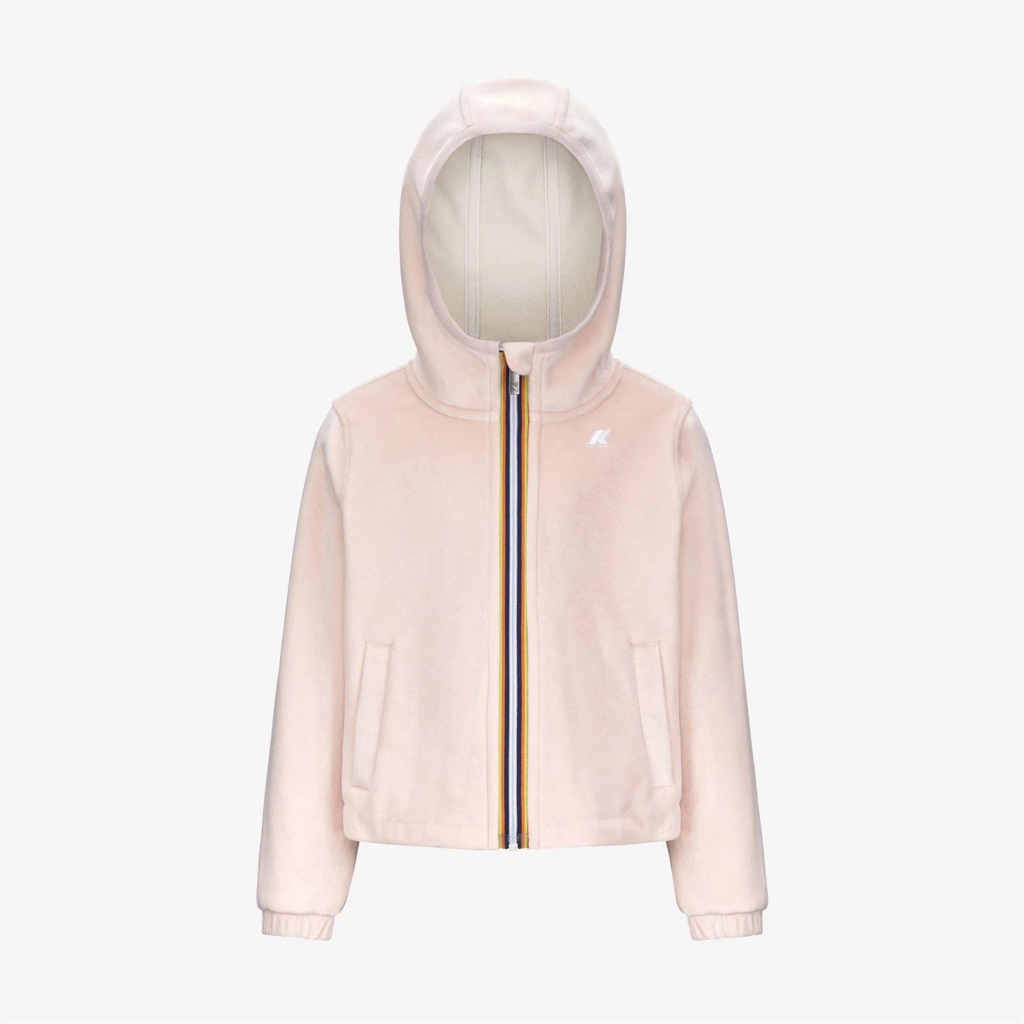 P. VIVIEL VELOUR POLAR - Fleece - Hoodie Full Zip - Girl - ROSE HUSHED-WHITE GARDENIA