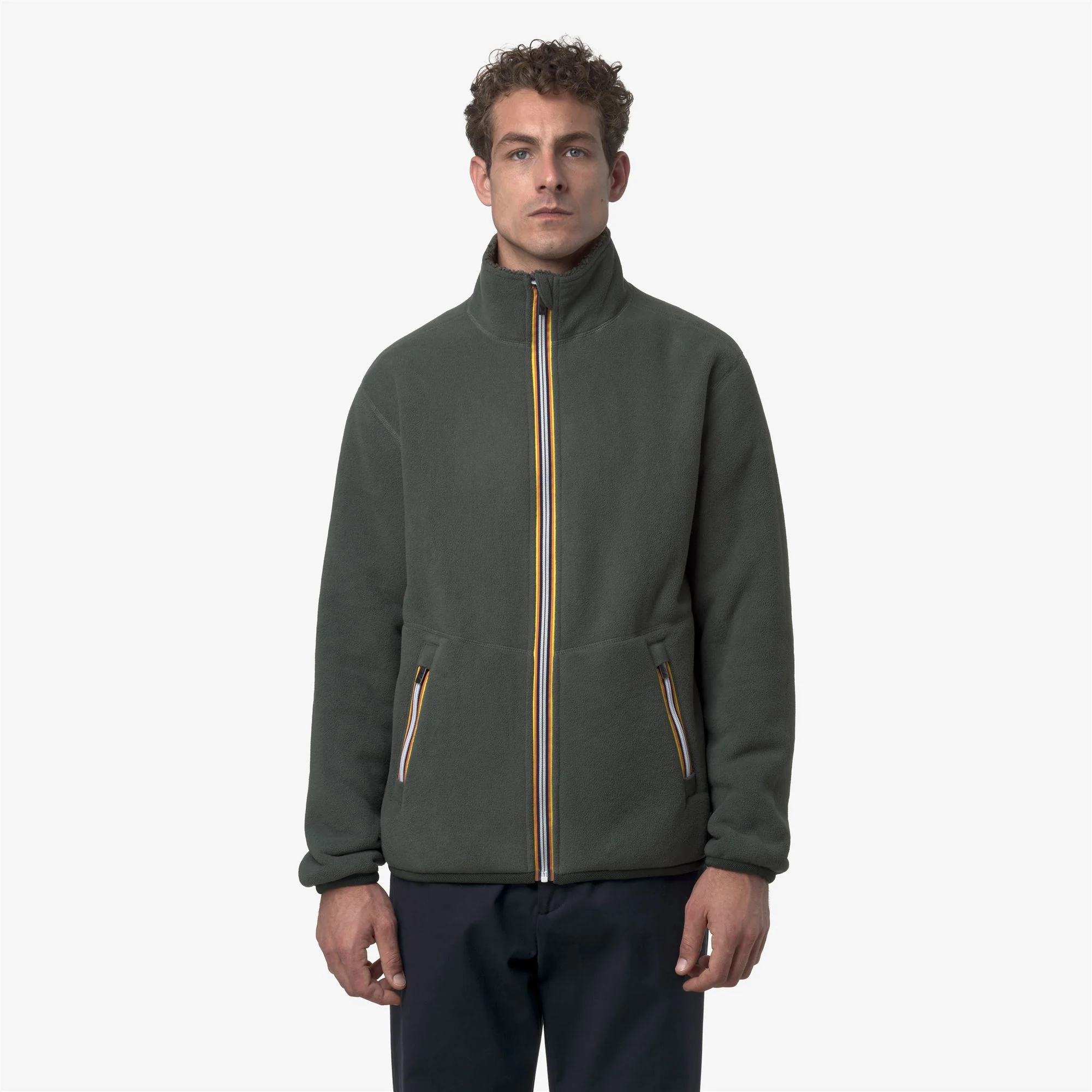 PASCAL SHERPA POLAR REVERSIBLE - Fleece - Jacket - Man - GREEN BLACKISH COMBO
