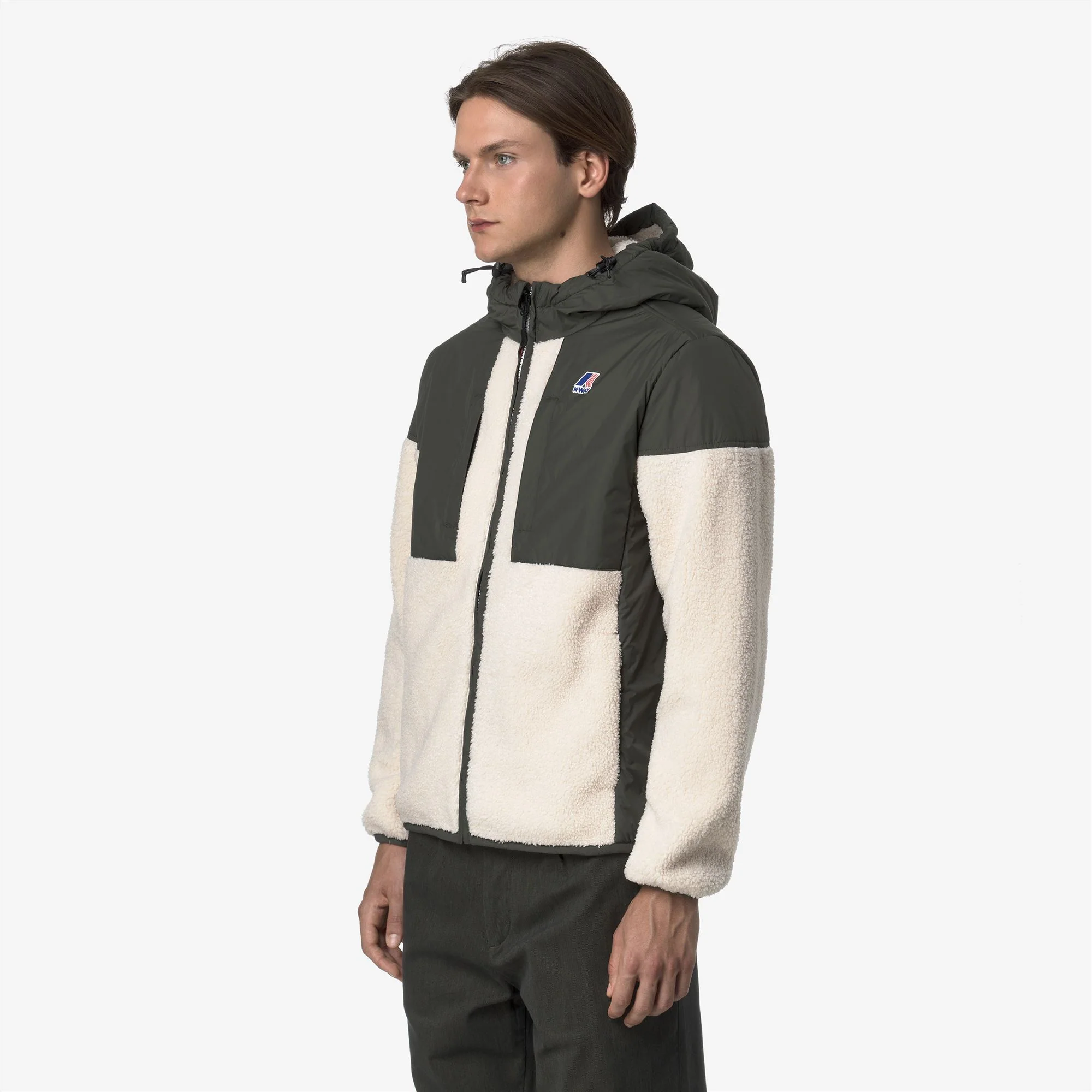 SAMSON 4.0 ORSETTO - Fleece - Hoodie Full Zip - Unisex - GREEN BLACKISH--ECRU