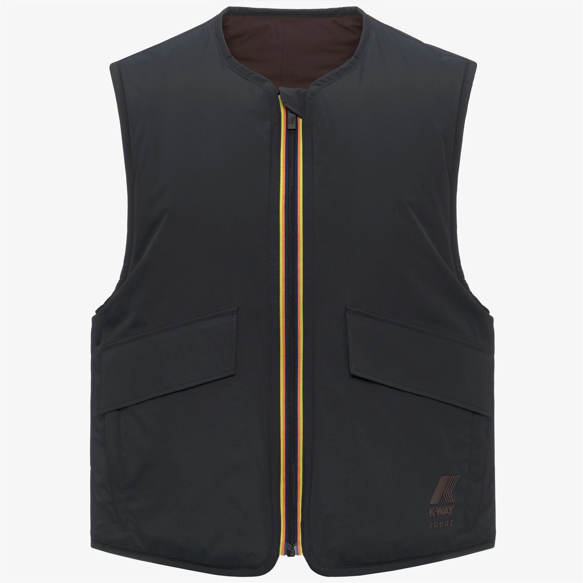 LE VRAI 2.1 AMIABLE WES PADDED SOEUR - Jackets - Vest - Unisex - BLACK SAND-BROWN COFFEE