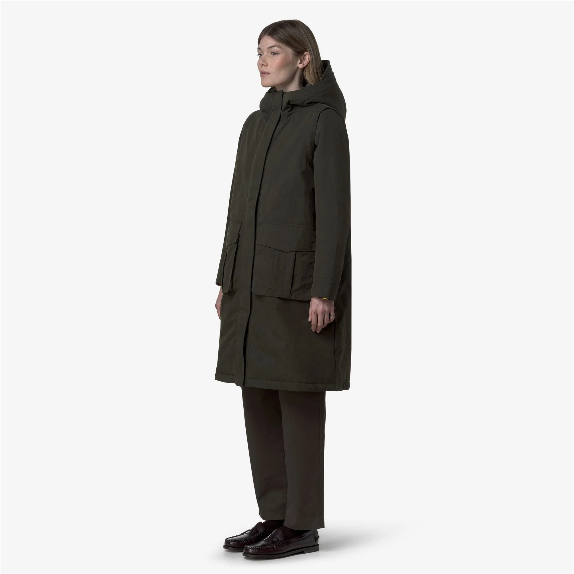BRUNIL COTTON FEEL - Jackets - Long - Woman - GREEN BLACKISH-GREEN BLACKISH FUR - Image 3