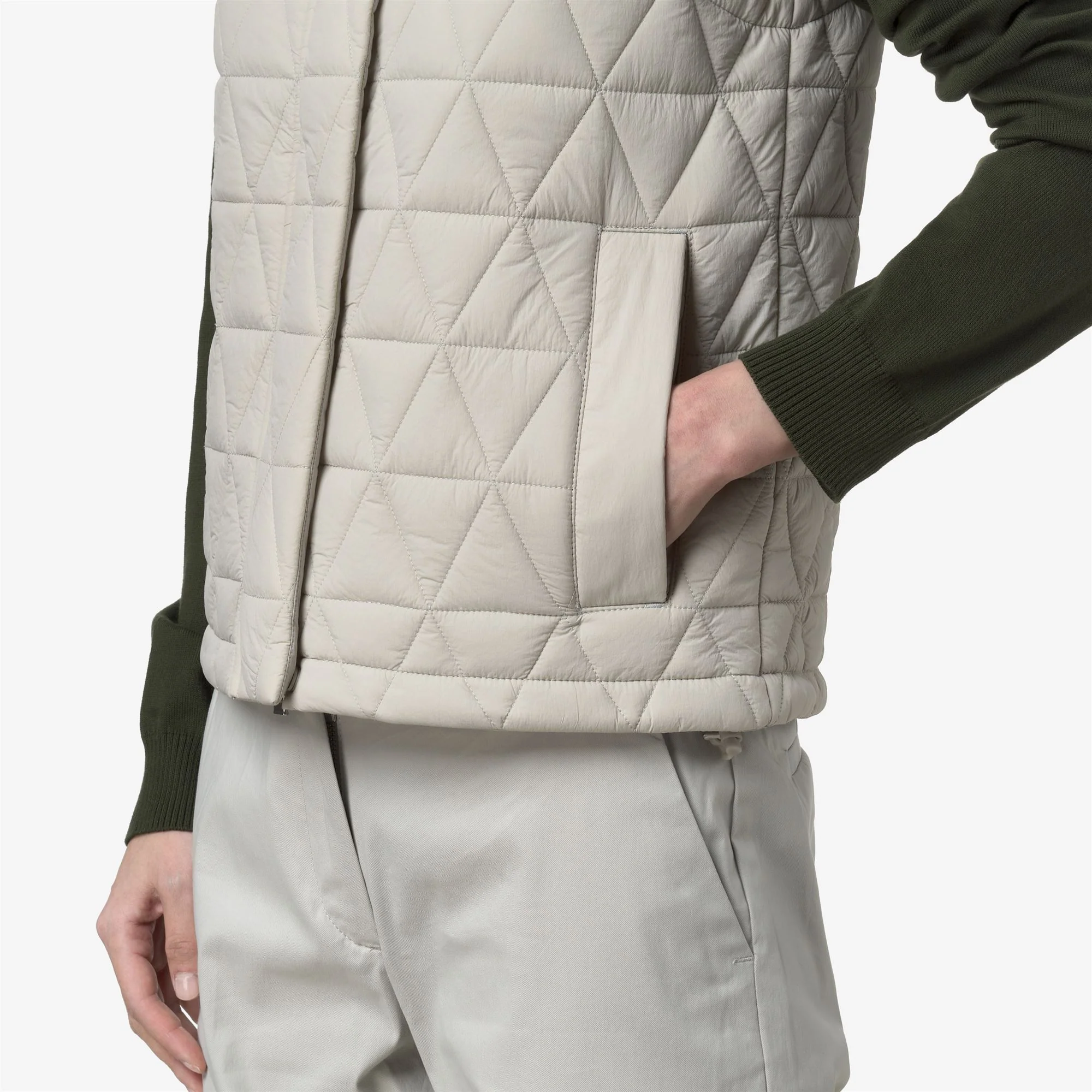 SATINE DIAMOND QUILTED WARM - Jackets - Vest - Woman - BEIGE LT