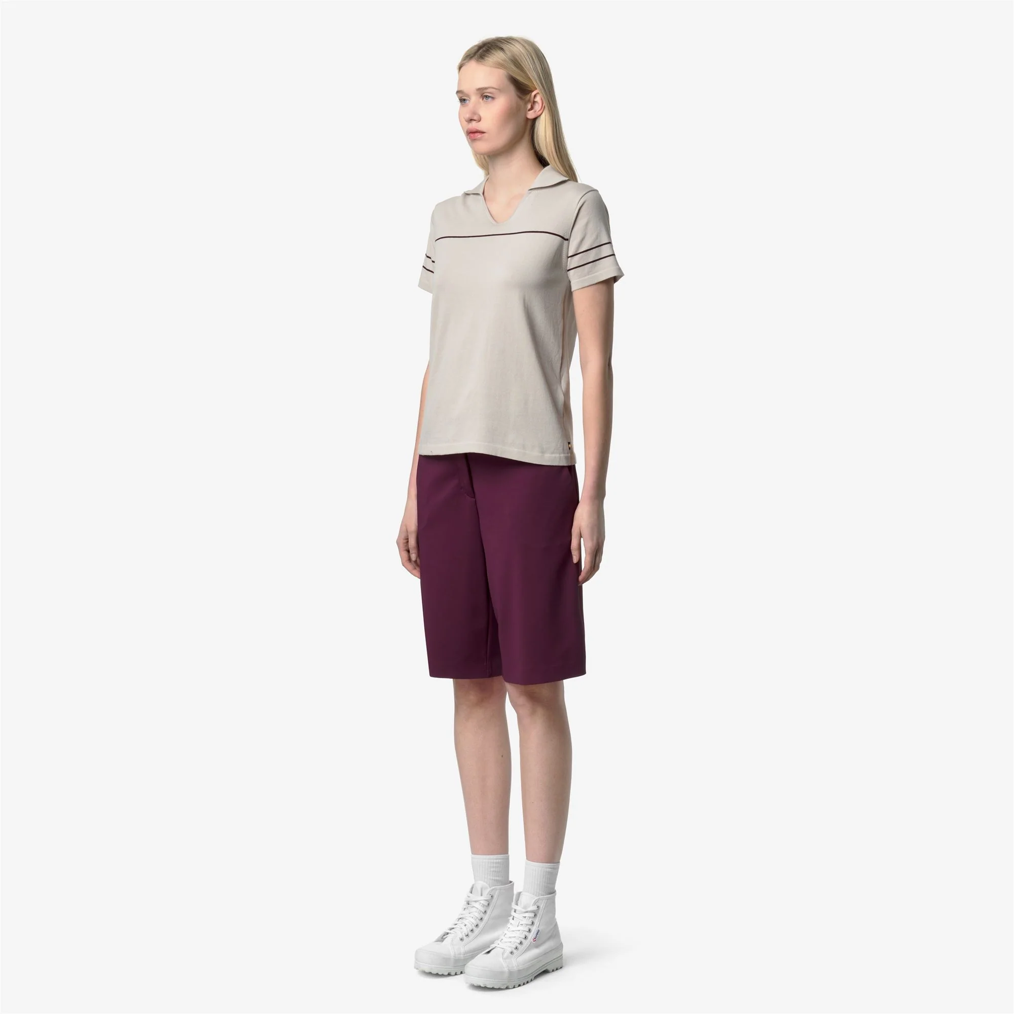 MAZARDY STRIPES - KNITWEAR - Polo - Woman - BEIGE LT-VIOLET BURNISHED