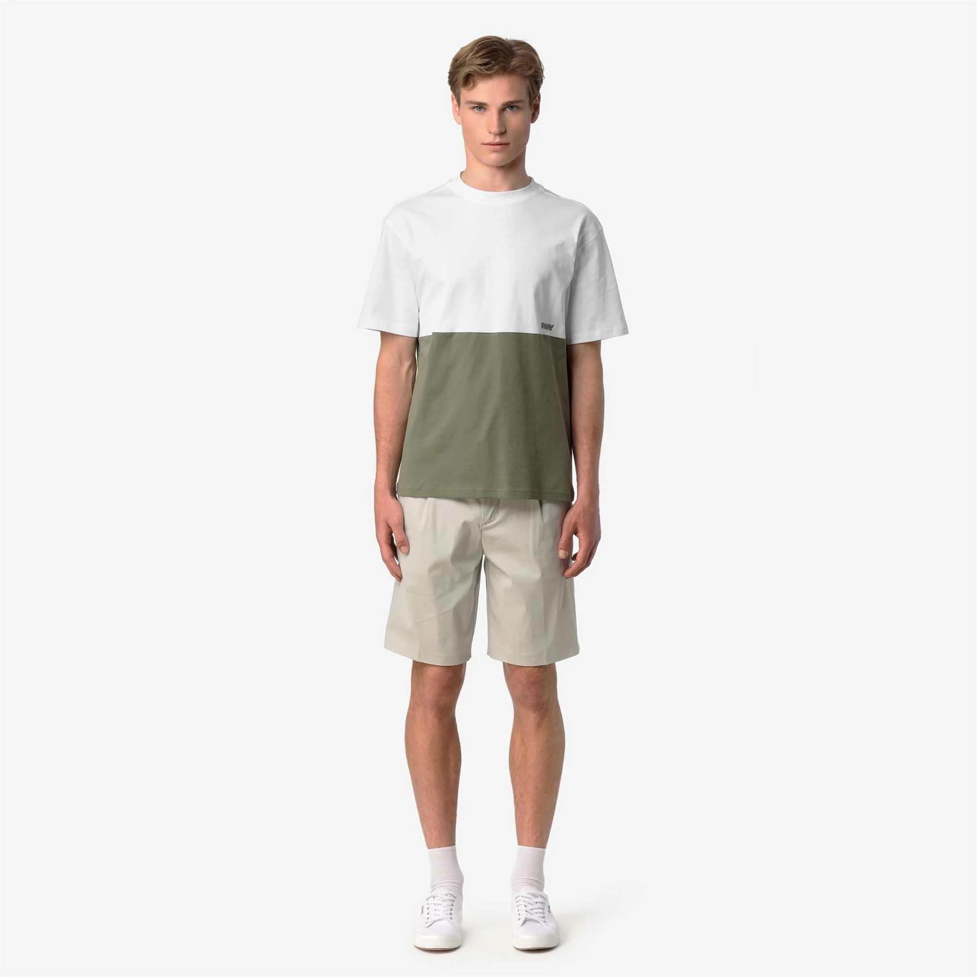 SOLO JERSEY COLORBLOCK - T-ShirtsTop - T-Shirt - Man - GREEN LICHEN-WHITE
